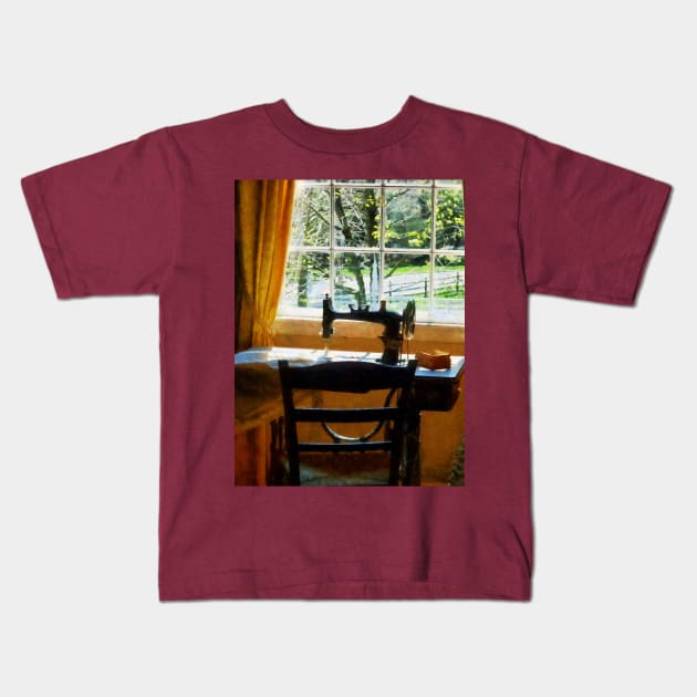 Sewing - Sewing Machine By Window Kids T-Shirt by SusanSavad